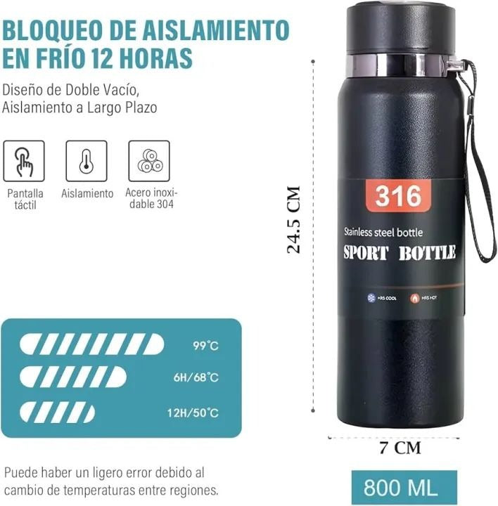 New 800ml LED Display Temperature 316sus HotnCold Stainless Steel Water Bottle 800ml Vacuum Insulated Temperature Display Water Bottle