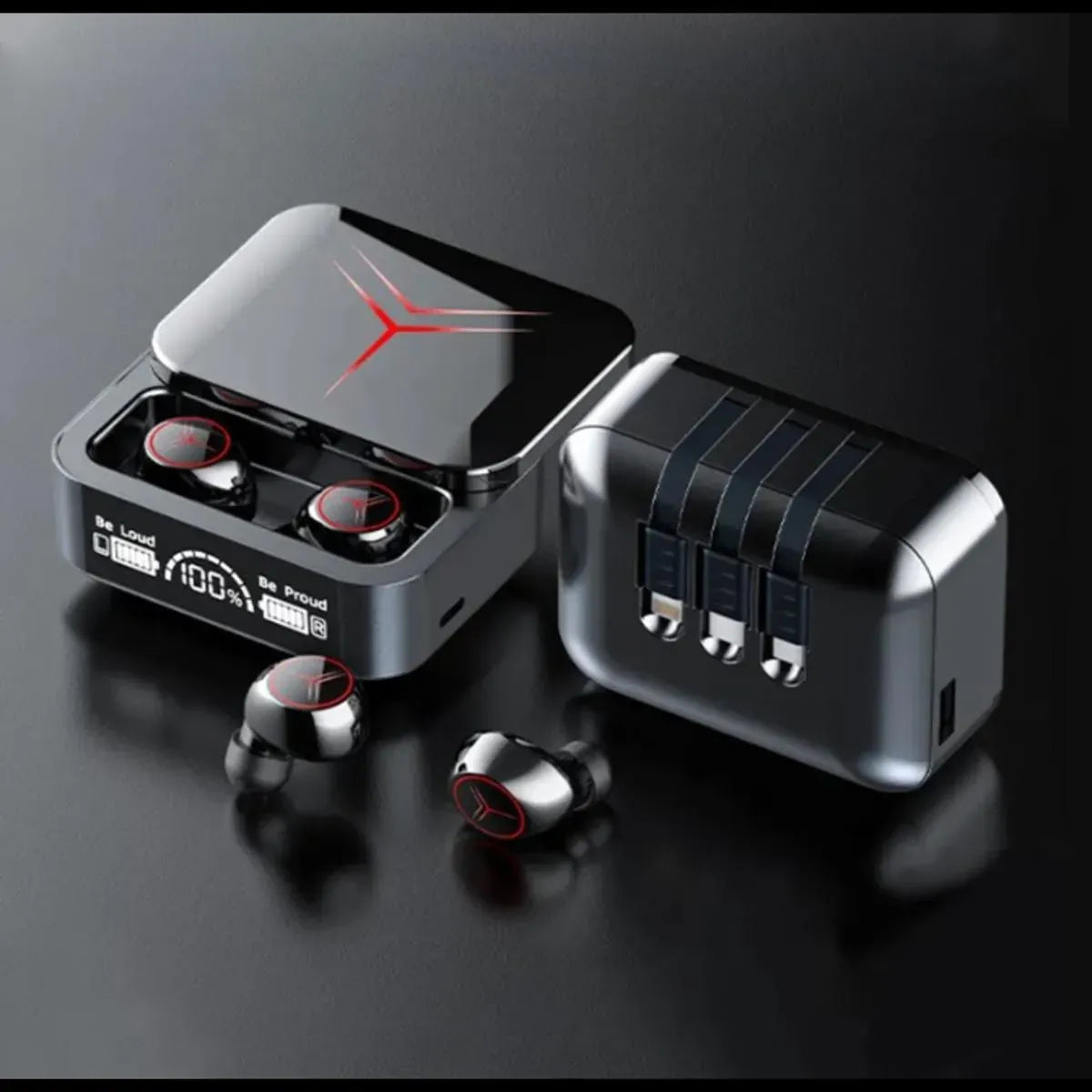 M88 Plus TWS Wireless Earbuds With 3 Cables LED Display Type C Low Latency 9D Sterio HIFI Audio Bluetooth Earphones Headset with Power Bank