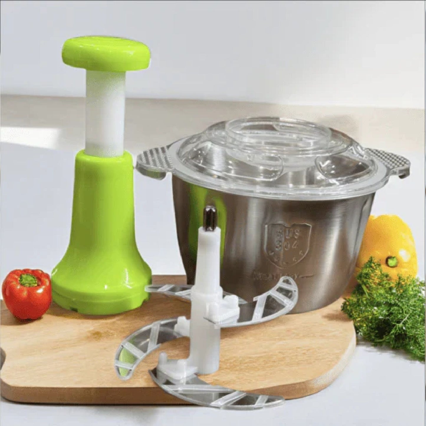 2 Litre 4 Blades And Vagetsble Push Chopper With Stainess Steel Bowl