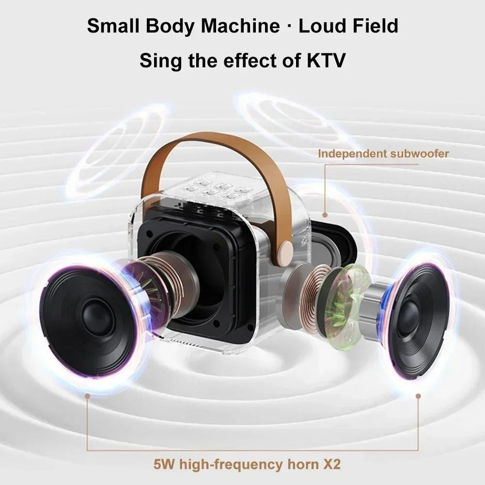 K12 Microphone Karaoke Bluetooth Speaker RGB Light Two 5W Speakers Sound Subwoofer Boombox Support Multiple Input Modes