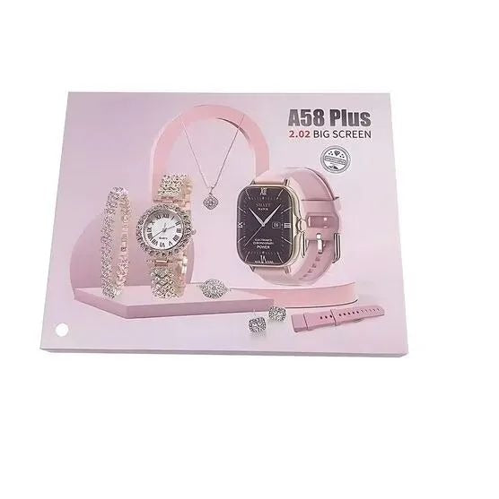 A58 Plus Smart Watch and Jewellery Combo