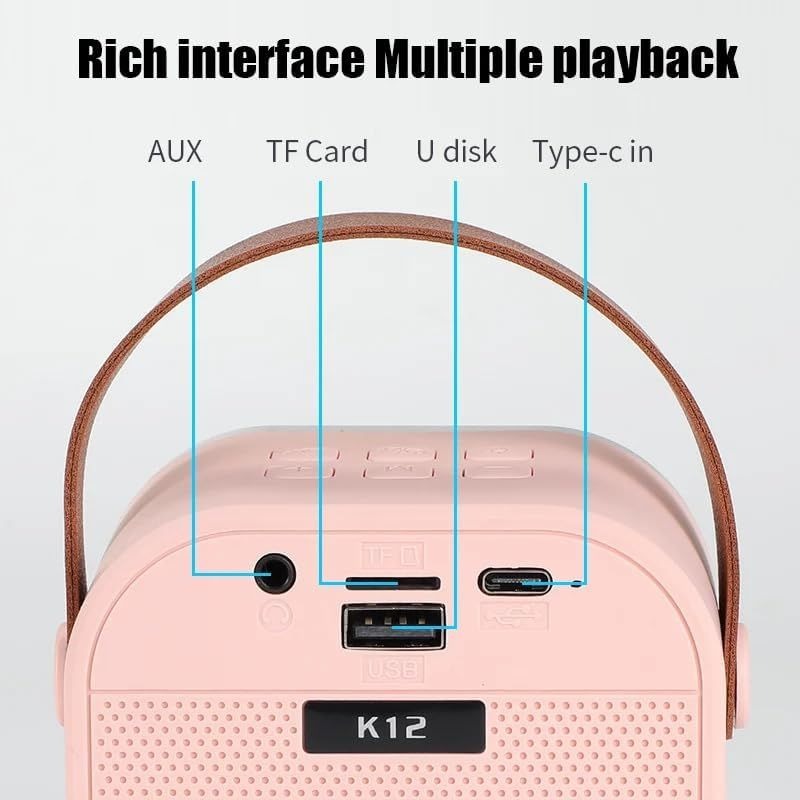 K12 Microphone Karaoke Bluetooth Speaker RGB Light Two 5W Speakers Sound Subwoofer Boombox Support Multiple Input Modes