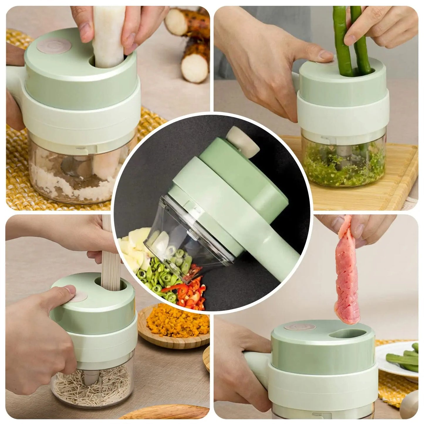 5 Blades Manual Vegetable Chopper Cutter Hand Pull Food Chopper
