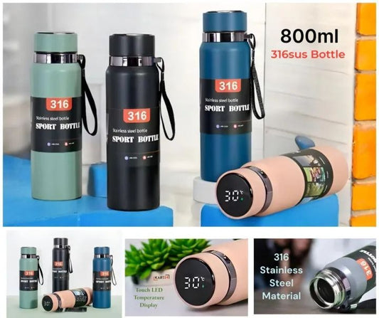 New 800ml LED Display Temperature 316sus HotnCold Stainless Steel Water Bottle 800ml Vacuum Insulated Temperature Display Water Bottle