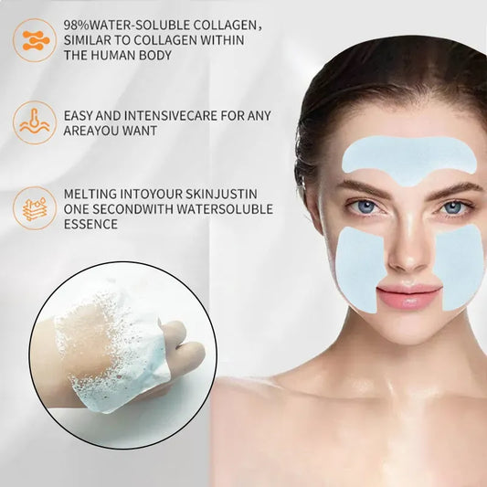 Collagen Dissolving Mask Film For Korean Glass Skin Paper Soluble Facial Mask Face Skin Cheek Sticker Forehead Patch Smile Lines Patches Anti-aging Wrinkles Remover